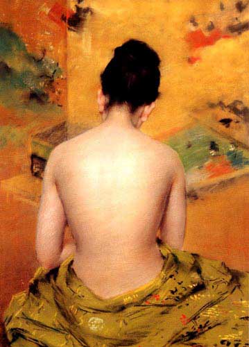 Painting Code#1642-Chase, William Merritt(USA): Back Of A Nude 