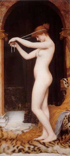 Painting Code#1682-Godward, John William(England): Venus Binding Her Hair