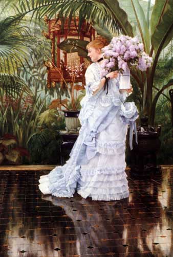 Painting Code#1831-Tissot, James Jacques Joseph(France): The Bunch of Lilacs