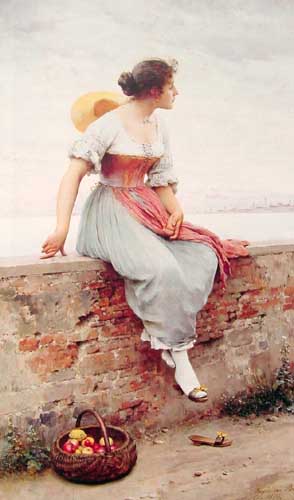 Painting Code#1901-Blaas, Eugene de(Austria): A Pensive Moment 
 
