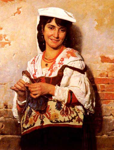 Painting Code#1949-Bonnat, Leon Joseph Florentin(France): Italian Girl