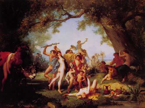 Painting Code#1951-Bourgoin, Aime Gabriel Adolphe(France): A Bacchanal