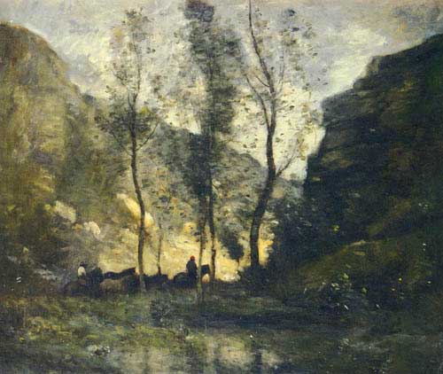 Painting Code#20096-Corot, Jean-Baptiste-Camille: Les Contrebandiers
