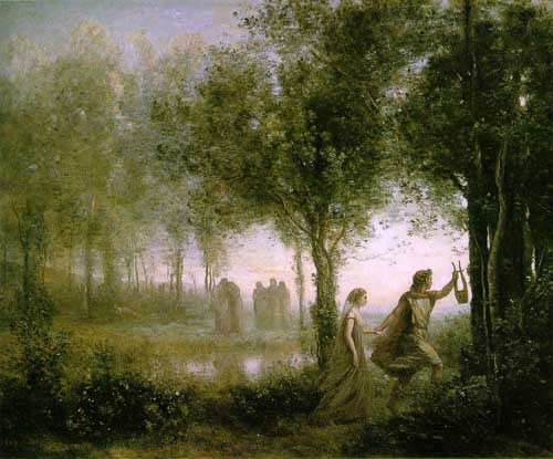 Painting Code#20100-Corot, Jean-Baptiste-Camille: Orpheus Leading Eurydice from the Underworld