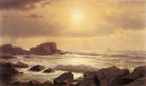Painting Code#20124-William Stanley Haseltine - Rocks at Nahant