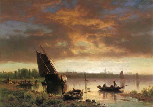 Painting Code#20260-Bierstadt, Albert - Harbor Scene