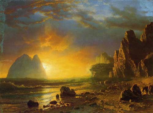 Painting Code#20276-Bierstadt, Albert(USA) - Sunset on the Coast