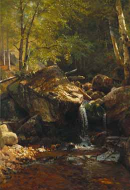 Painting Code#20280-Bierstadt, Albert(USA) - Thompson Cascade, White Mountains