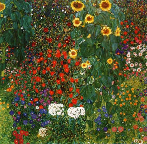 Painting Code#20336-Klimt, Gustav(Austria) - Farm Garden with Sunflowers