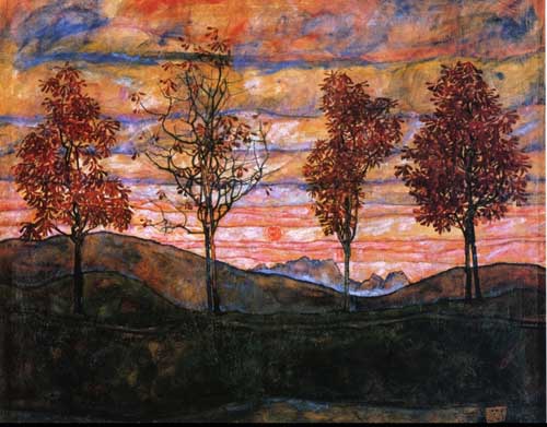 Painting Code#20368-Egon Schiele - Four Trees