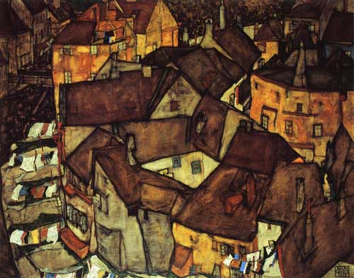 Painting Code#20374-Egon Schiele - Krumau Town Crescent I