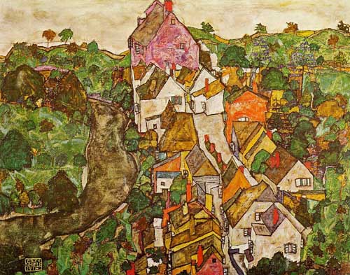 Painting Code#20375-Egon Schiele - Landscape at Krumau