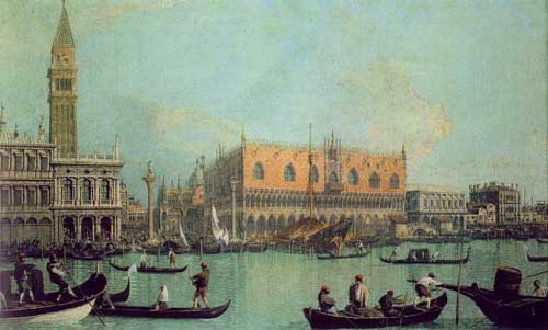 Painting Code#2143-Canaletto(Italy): Palazzo Ducale and the Piazza di San Marco