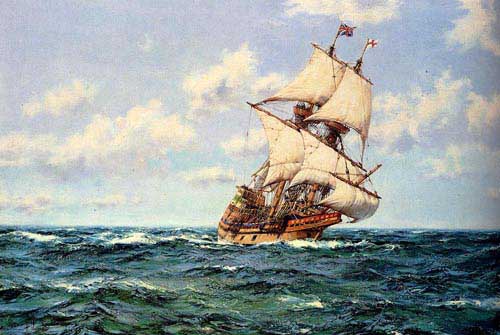Painting Code#2163-Dawson, Montague(England): Mayflower II On The Open Seas 