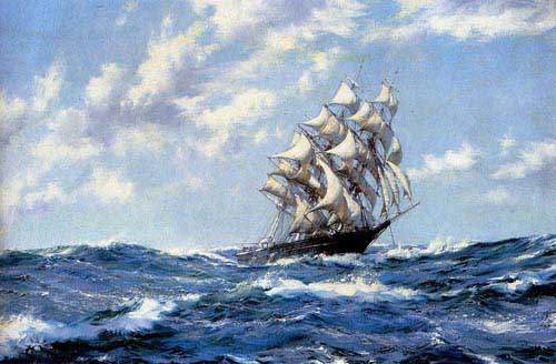 Painting Code#2186-Dawson, Montague(England): The Clipper Ship Blue Jacket On Choppy Seas 