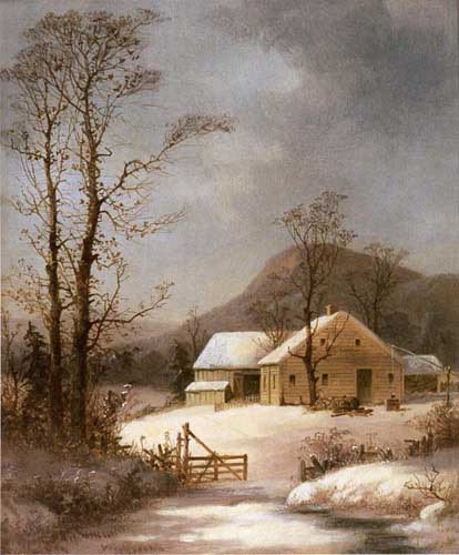 Painting Code#2231-George Henry Durrie - Winter Farmyard