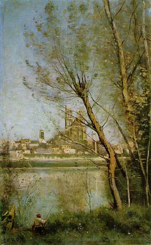 Painting Code#2239-Corot, Jean-Baptiste-Camille: The Cathedral of Mantes 