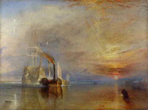 Painting Code#2276-Turner, John Mallord William: The Fighting Temeraire Tugged to Her Last Berth to Be Broken up
