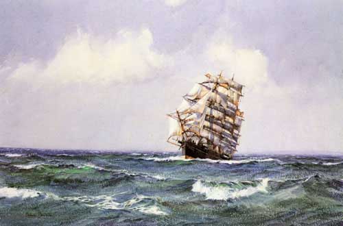 Painting Code#2331-Dawson, Montague(England): The Ship Lightening making Landfall in Summer Weather