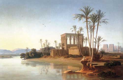 Painting Code#2389-Frey, Johann Jakob(Switzerland): The Ruins at Philae, Egypt