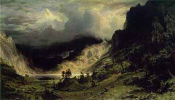Painting Code#2403-Bierstadt, Albert (USA): Storm in the Rocky Mountains, Mt.Rosalie
