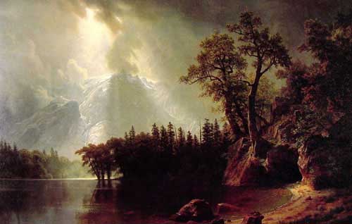 Painting Code#2477-Bierstadt, Albert(USA): Passing Storm over the Sierra Nevada