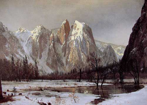 Painting Code#2479-Bierstadt, Albert(USA): Cathedral Rocks, Yosemite Valley, California