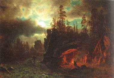 Painting Code#2483-Bierstadt, Albert(USA): The Trappers&#039; Camp