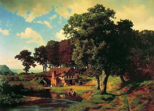 Painting Code#2485-Bierstadt, Albert(USA): A Rustic Mill