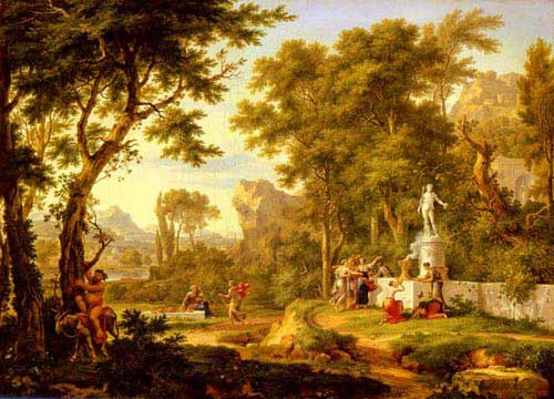 Painting Code#2620-Huysum, Jan Van(Holland): A classical landscape with the Worship of Bacchus