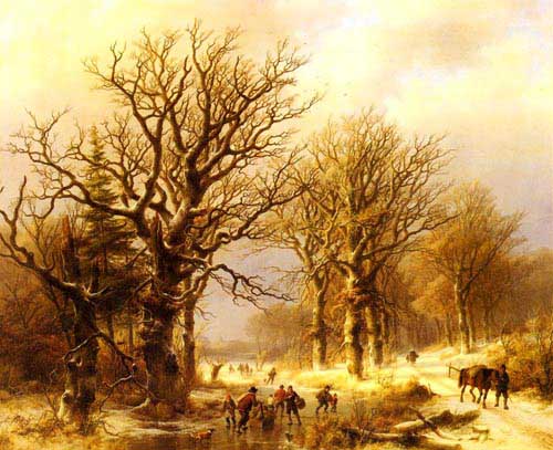 Painting Code#2635-Klombeck, Johann Bernard(Belgium): Winter