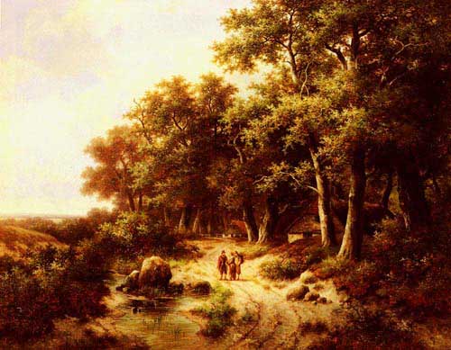 Painting Code#2640-Koekkoek, Hendrik Pieter(Holland): Woodland Travellers
