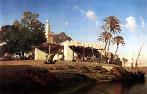 Painting Code#2692-Marilhat, Prosper(France): On the banks of the Nile