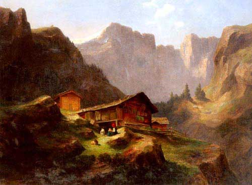 Painting Code#2729-Muheim, Jost Anton(Switzerland): Hut in the Alps