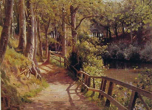 Painting Code#2736-Monsted, Peder Mork(Denmark): The forest path