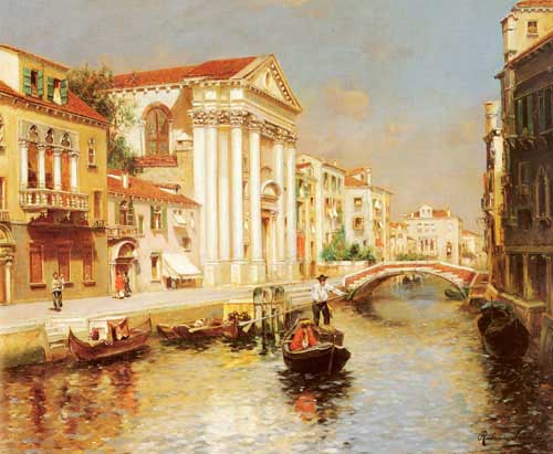 Painting Code#2799-Santoro, Rubens(Italy): A Venetian Canal