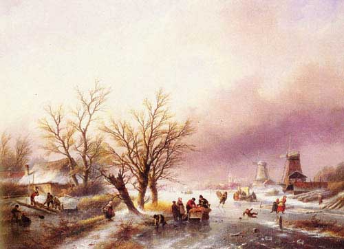 Painting Code#2805-Spohler, Jan Jacob Coenraad(Netherlands): A Winter Landscape