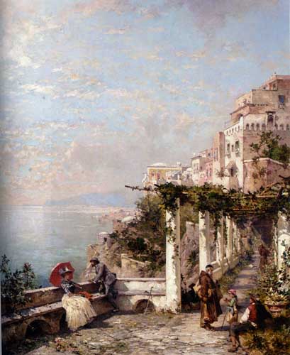 Painting Code#2841-Unterberger, Franz Richard(Austria): The Amalfi Coast