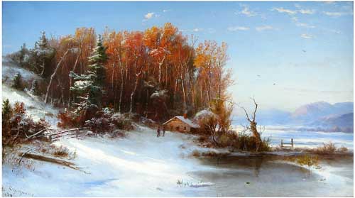 Painting Code#2890-First Snow Along the Hundson River