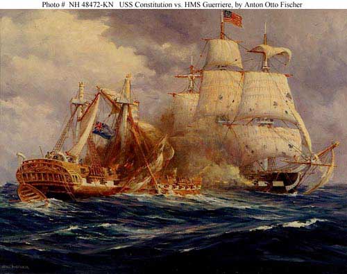 Painting Code#2941-Anton Otto Fischer - USS Constitution vs. HMS Guerriere