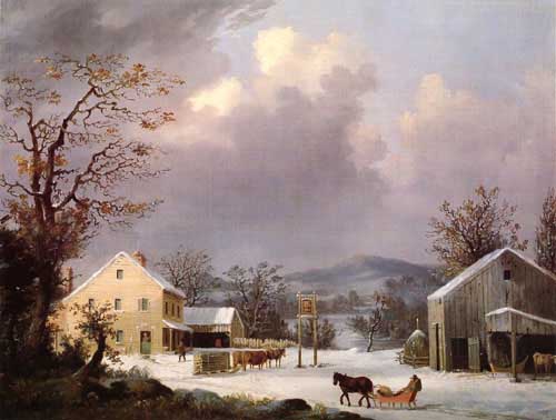 Painting Code#2982-George Henry Durrie - Jones Inn, Winter