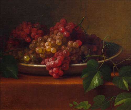 Painting Code#3005-GEORGE HENRY HALL: Grapes in a Porcelain Bowl