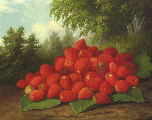 Painting Code#3006-PAUL LACROIX: Strawberries in a Landscape
