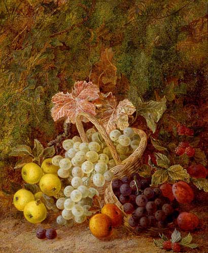 Painting Code#3020-George Clare: Still Life of Grapes in a Basket
