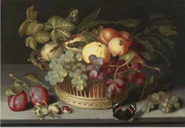 Painting Code#3023-Johannes Bosschaert - Still Life of Apples, Grapes and Nuts