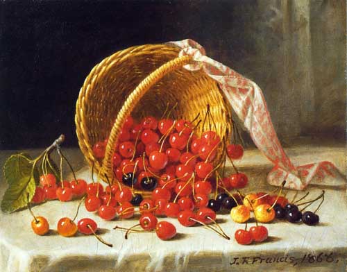 Painting Code#3057-John F. Francis - A Basket of Cherries