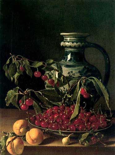 Painting Code#3085-Melendez, Louis(Spain): Cherries and Jar