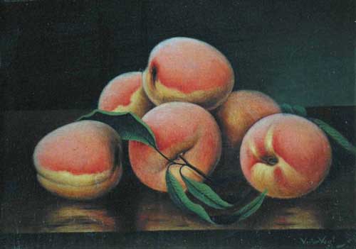 Painting Code#3104-Victor Vogt: Peaches on a Table 