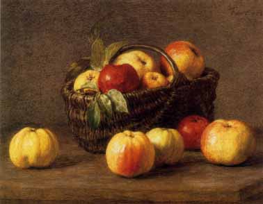 Painting Code#3246-Henri Fantin-Latour - Pommes dans un Panier