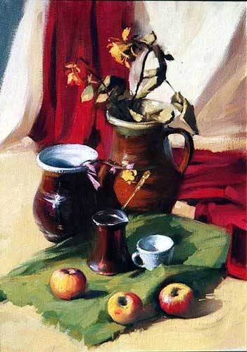 Painting Code#3281-Still Life with Red Cloth